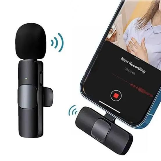 Microfone de Lapela Sem Fio K9 Vlog Compatível Android, IOS