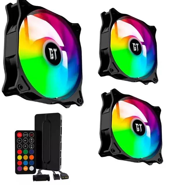 Kit 3 Cooler Fan 120mm GT com Controladora/Controle - WZetta - Foto 3