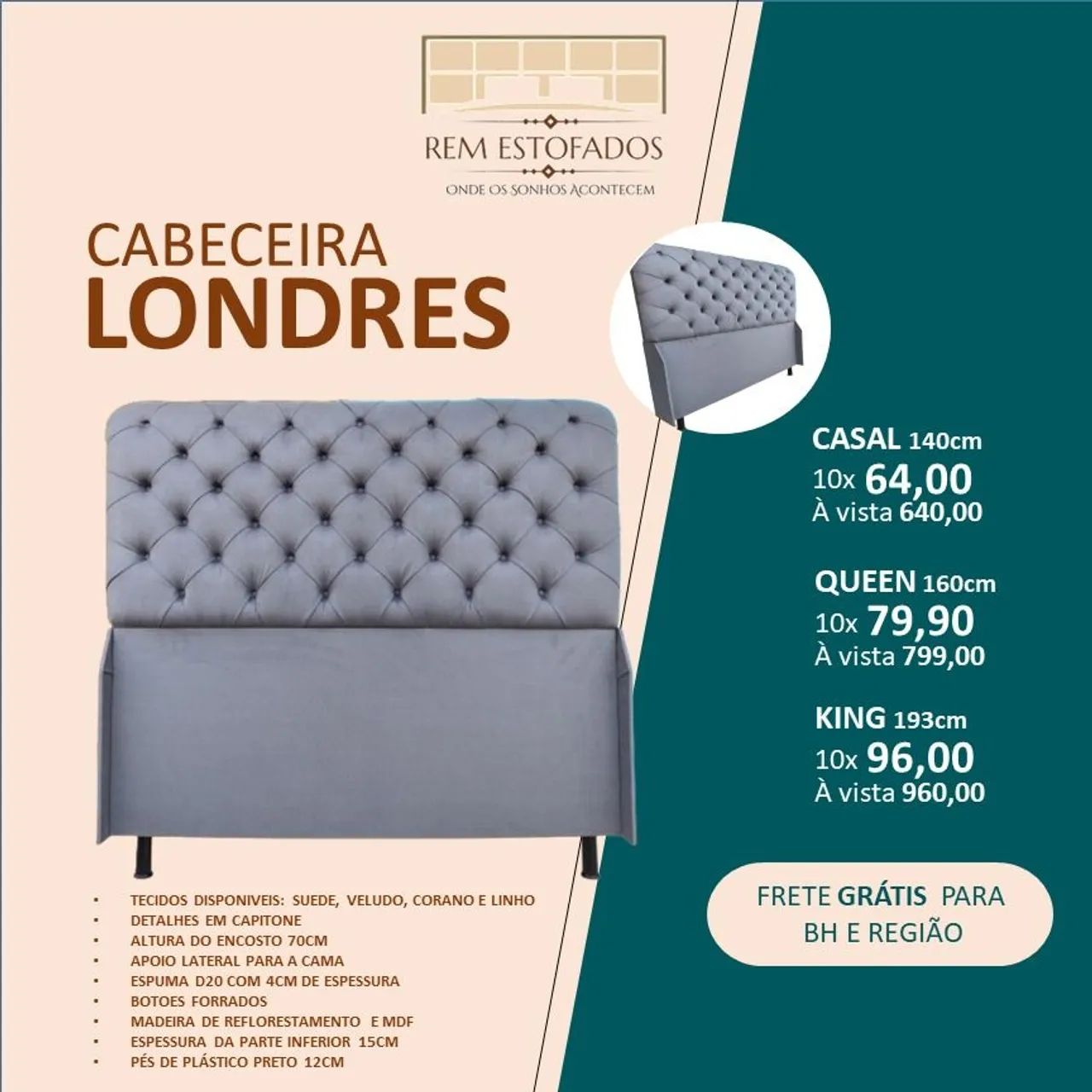 Cama Box com Baú e Cabeceira - Novo - Foto 5