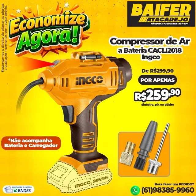 Compressor de Ar a Bateria CACLI2018 Ingco