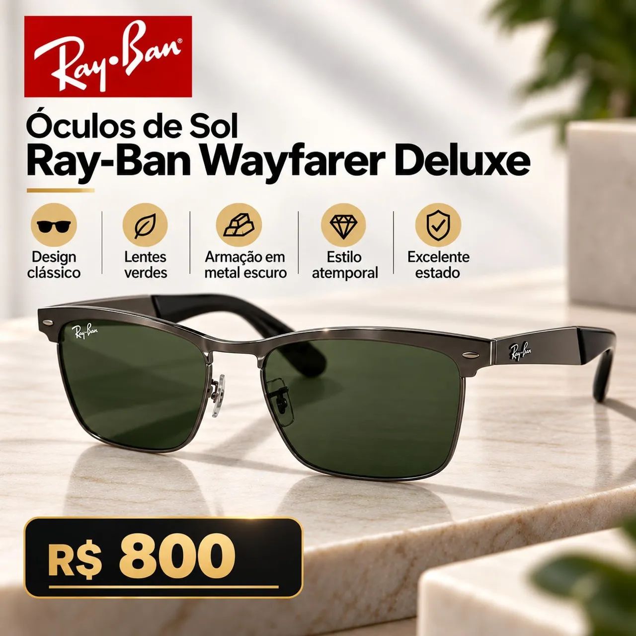 Ray-Ban Wayfarer Deluxe - R$ 800