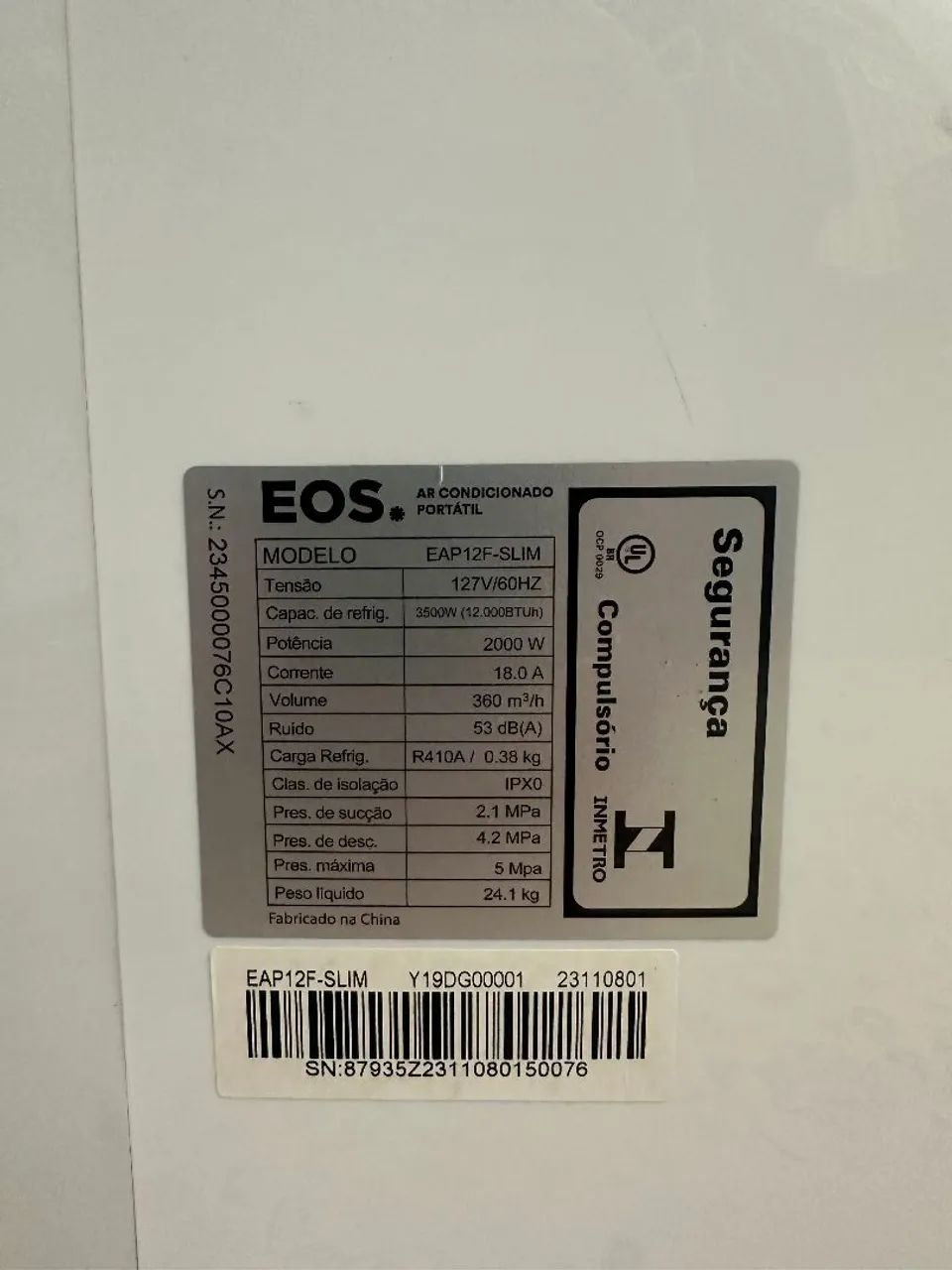 Ar Condicionado Portátil EOS Zerado - COMPLETO - Foto 5