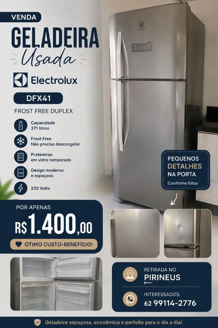 Geladeira Inox Eletrolux 