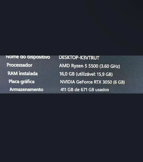 PC RYZEN 5 16GB RAM RTX 3050