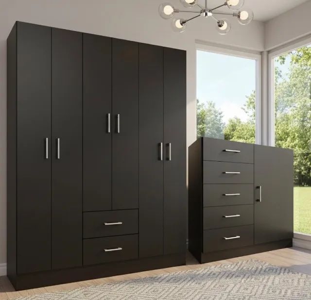 Guarda-Roupa com Cômoda Sapateira Black 134