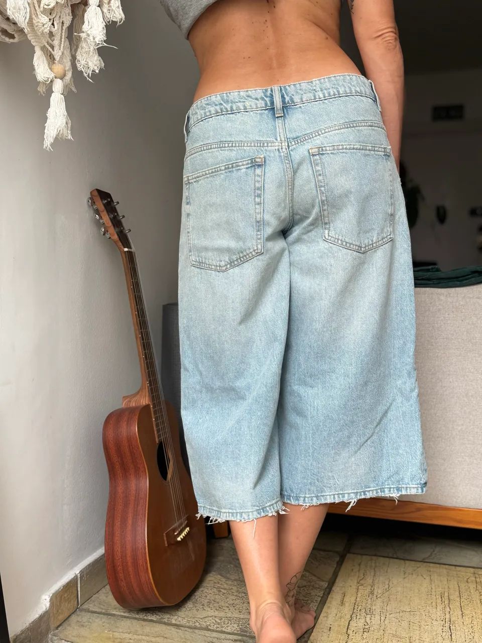 calça pantalona jeans Zara - Foto 4