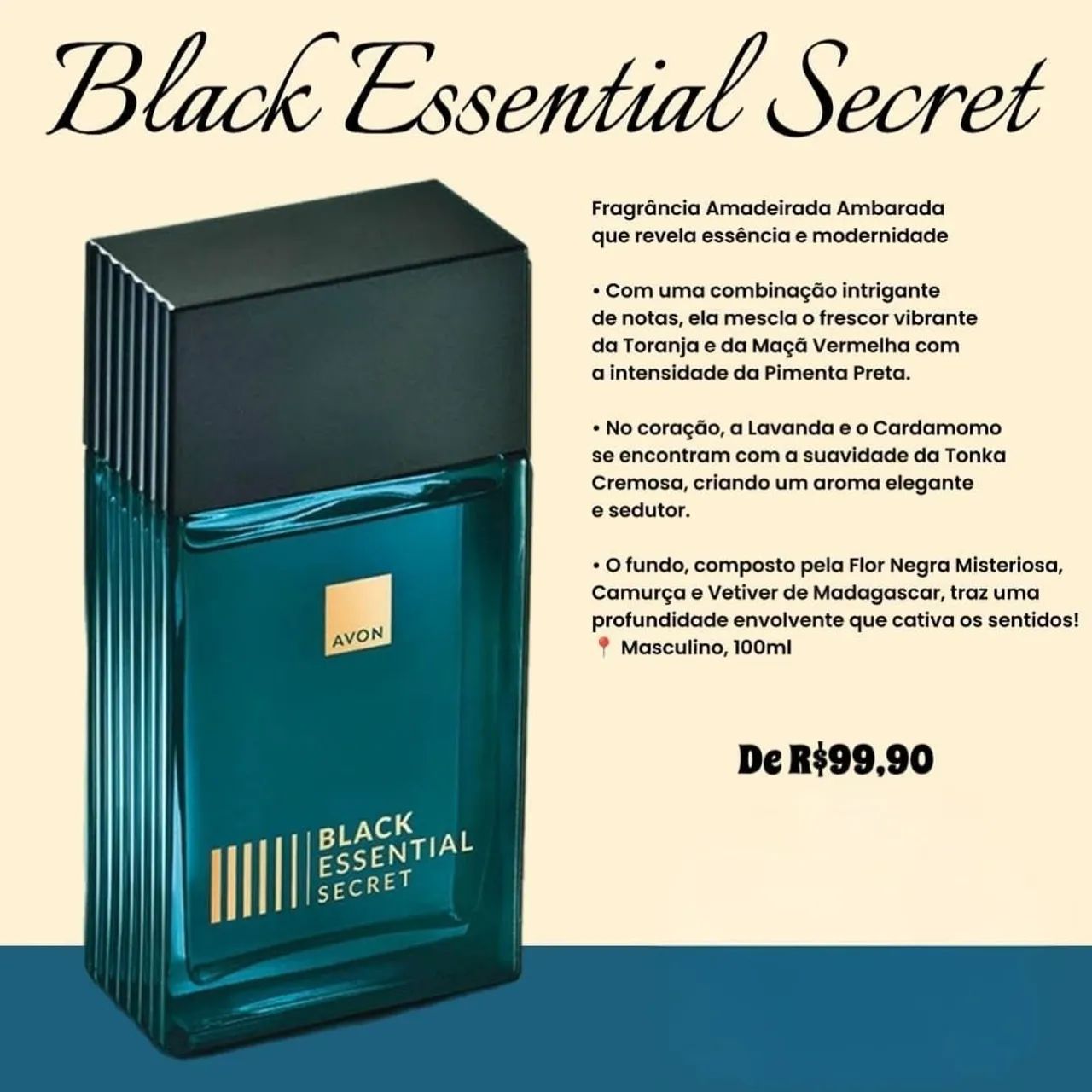 Perfume Masculino Black Essential Secret de Avon.