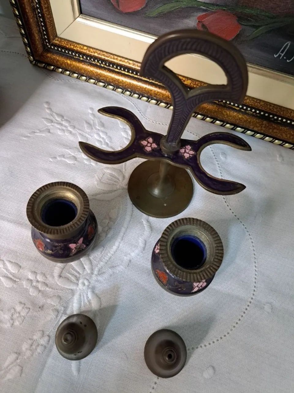 Galheteiro indiano em bronze antiguidade - Foto 2