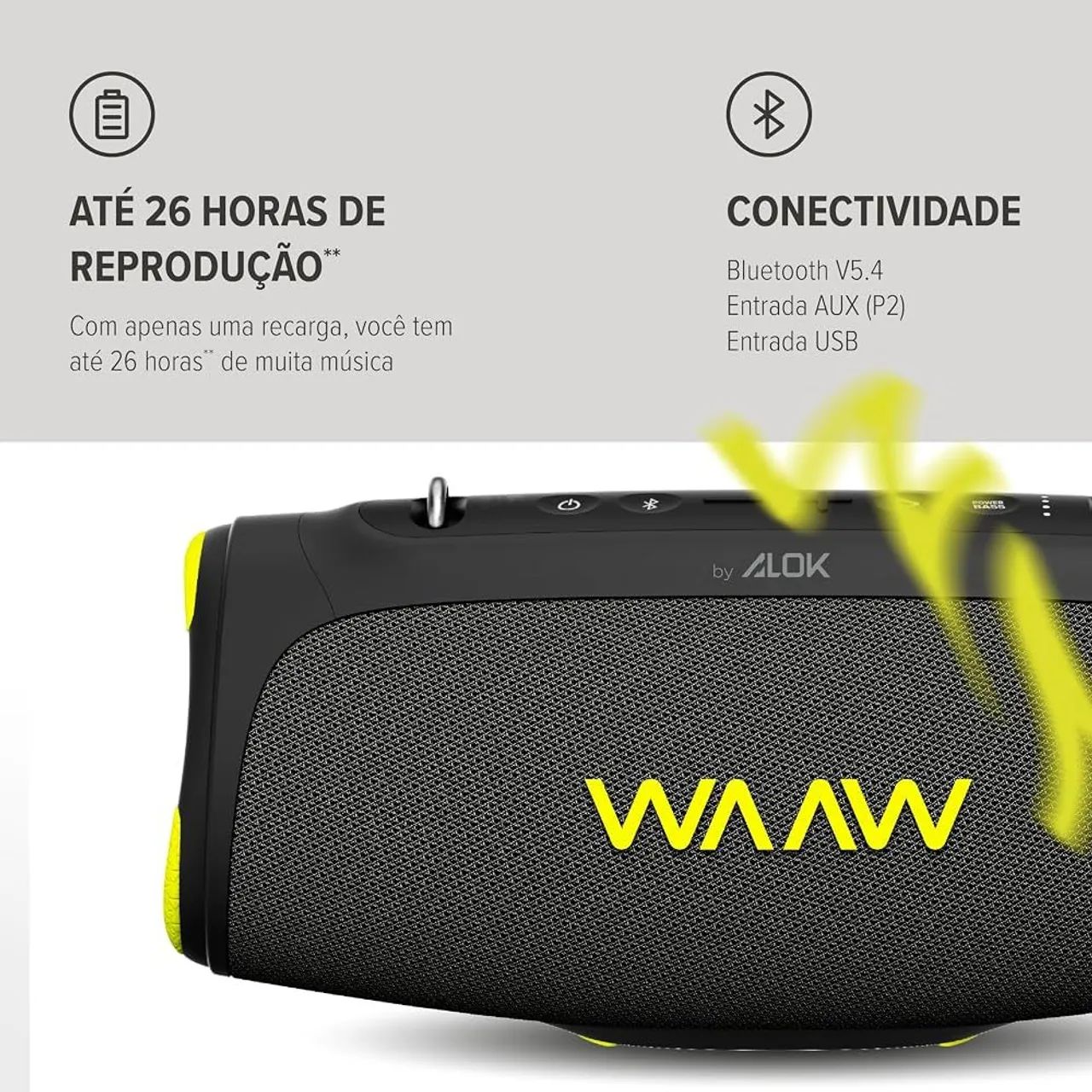 Caixa De Som Bluetooth Boom 110 Waaw By Alok - Foto 2
