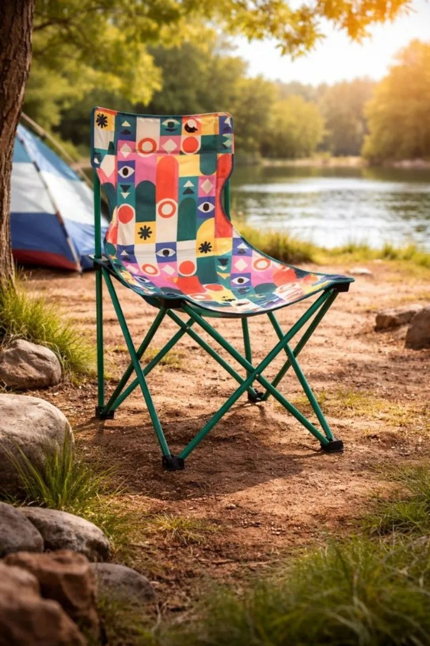 Cadeira de camping verde estampada - Foto 4