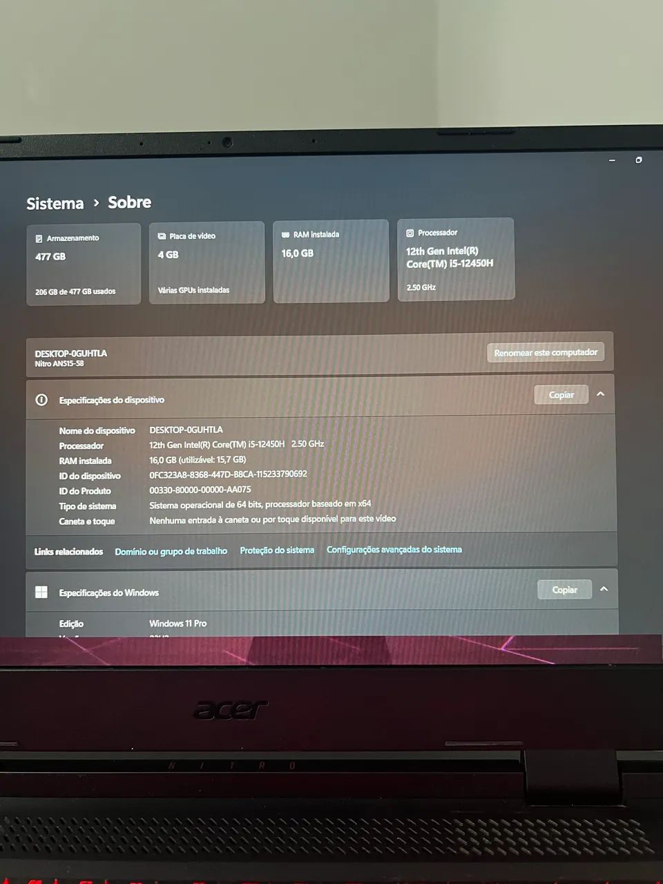 Notebook Acer Nitro 5 RTX 3050 - Foto 3