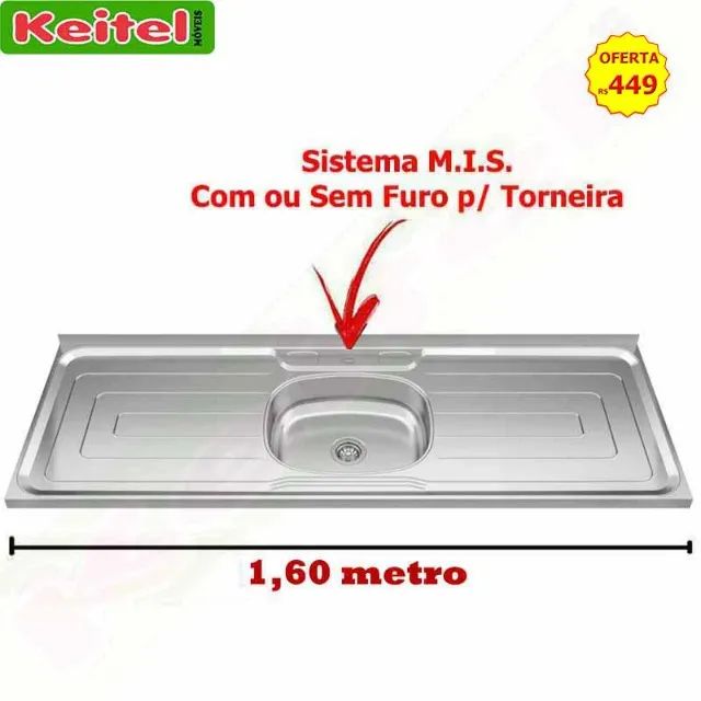 Pia Inox 1,60 de Largura - Sistema MIS 