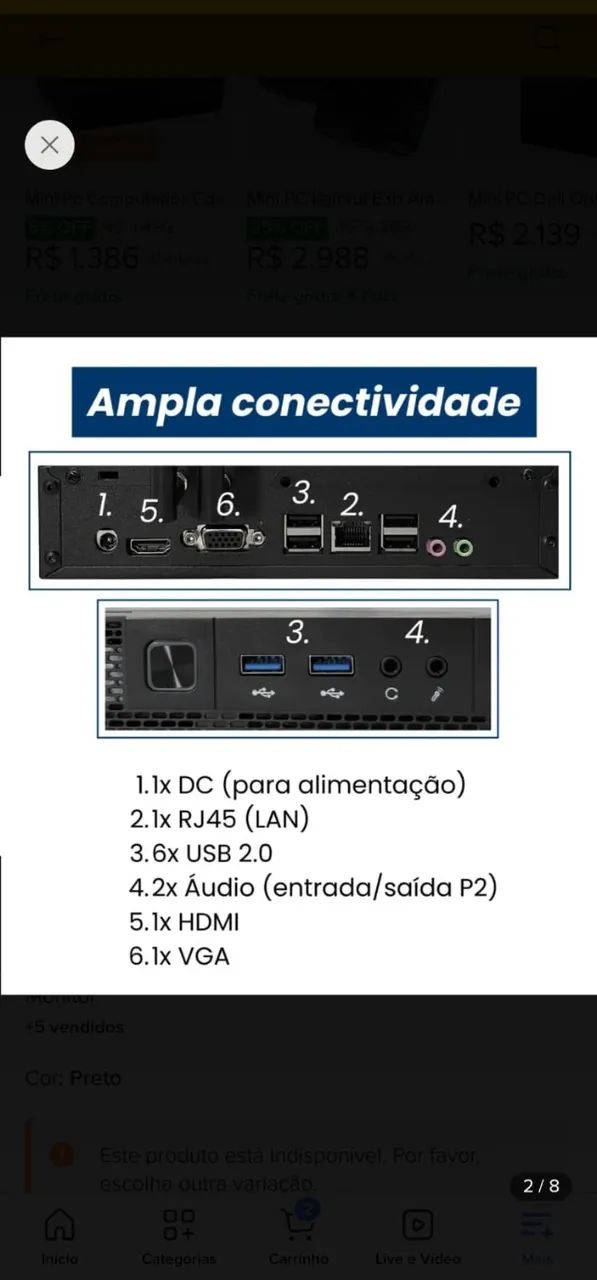 Mini PC Compacto Aitek / Core i5 / 8GB RAM / SSD 256GB / Wi-Fi e Bluetooth - Foto 2