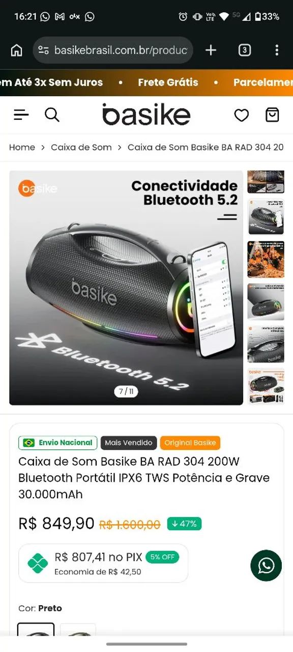 Caixa de som Basike 200w Rad304 - Foto 3