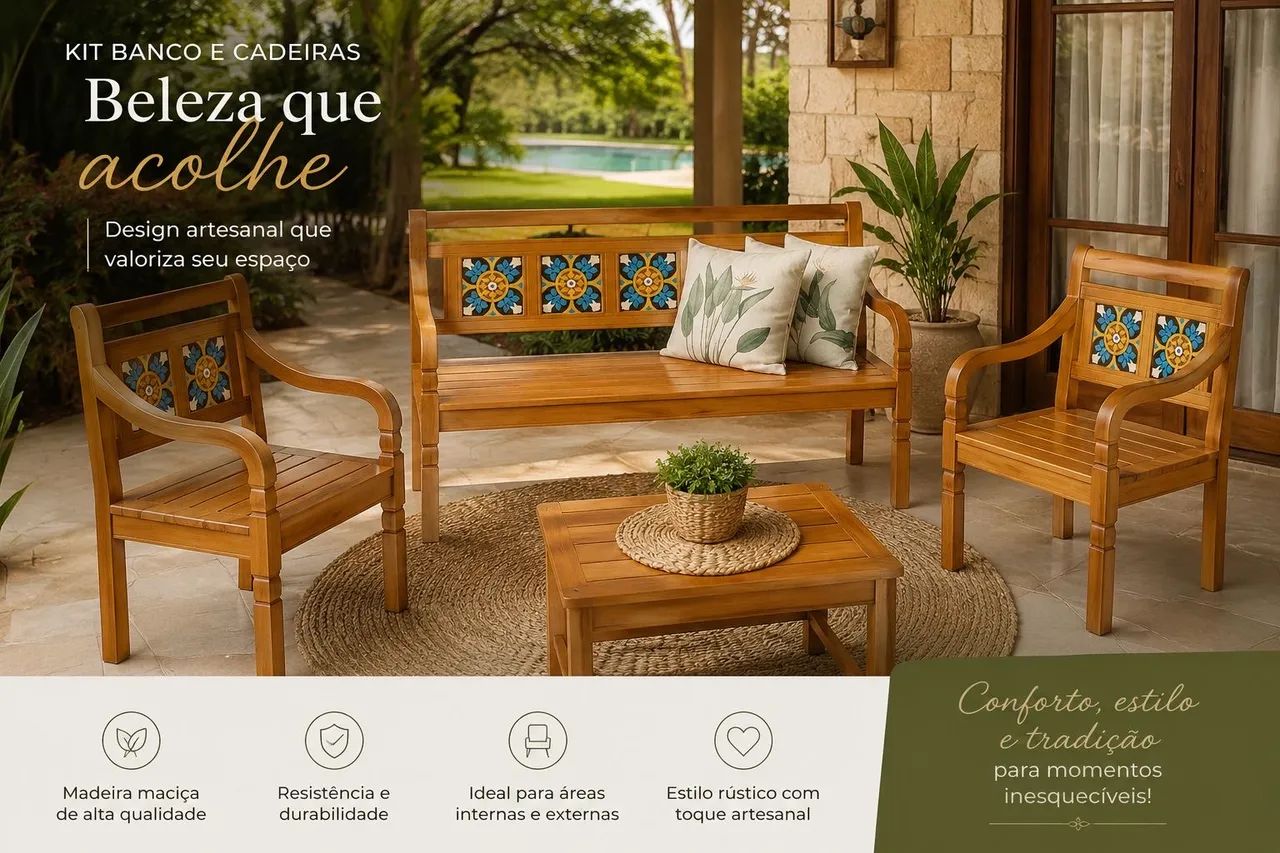 Kit em madeira maciça de peroba 
