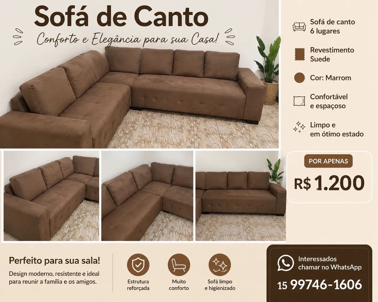 Sofá grande novo