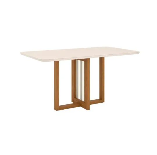 Mesa de Jantar 160cm Retangular 6 Lugares com Vidro Canto Arredondado Natalí  - Foto 2