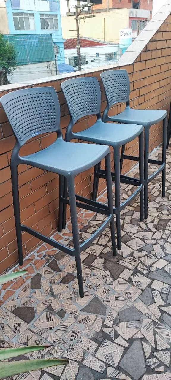 3 banquetas Tramontina cinzas  - Foto 2