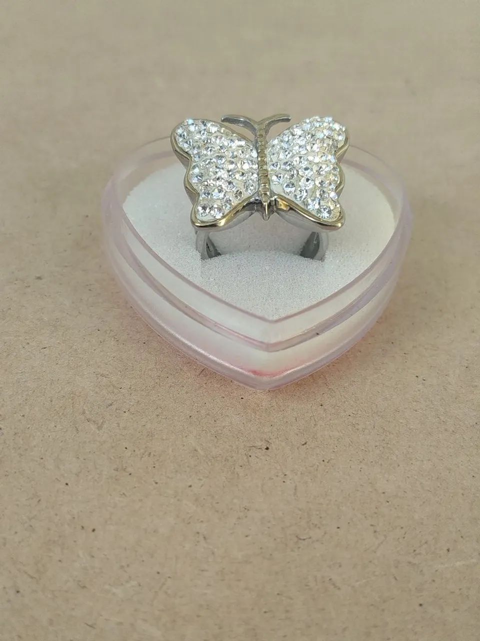 Anel de aço com pedras de strass n°14 - Foto 5