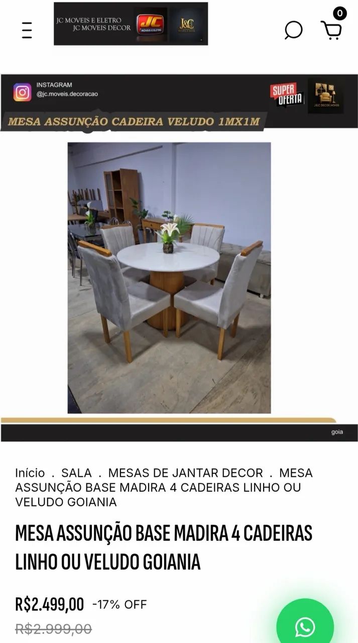 MESA DE JANTAR ASSUNÇÃO 4 CADEIRAS  - Foto 2