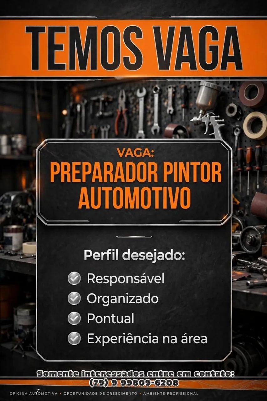 Vaga para : preparador pintor