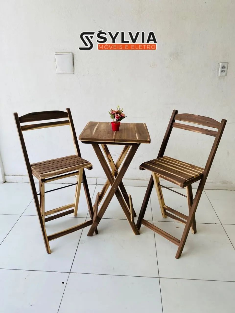 Conjunto dobrável bistrô sem verniz  - Foto 2