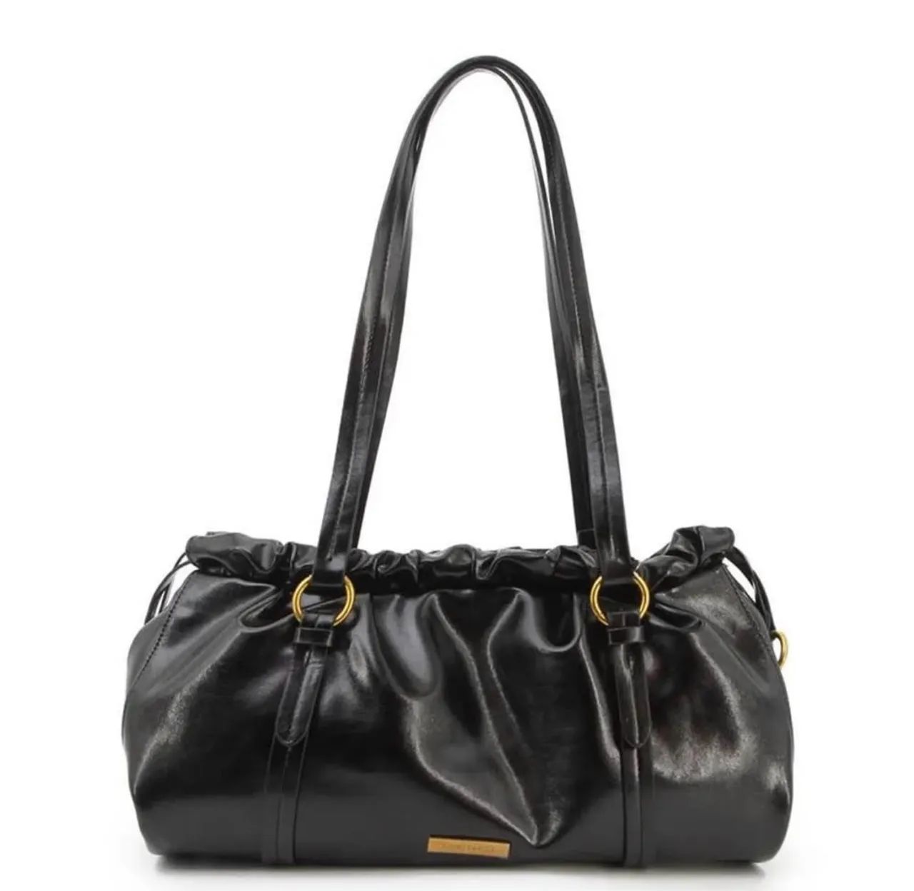 Bolsa de Ombro Franzida Preta - Constance - Foto 2