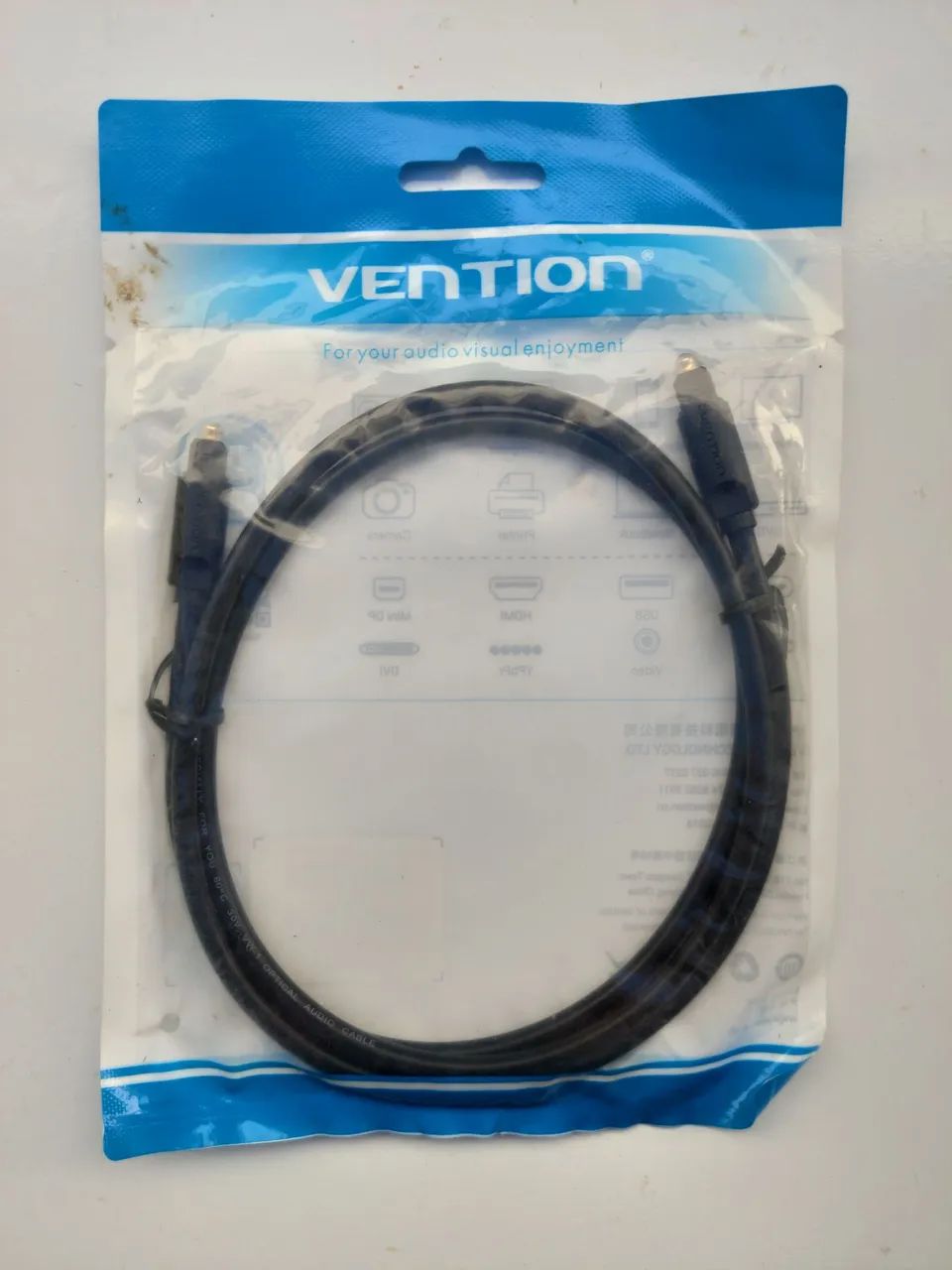cabo de áudio fibra ótica toslink 1m vention 1 metro