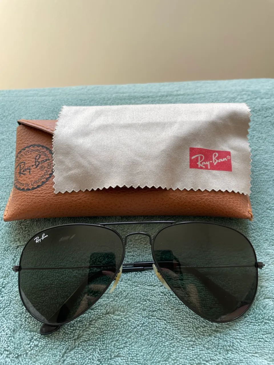 Óculos de sol preto Ray Ban aviador  - Foto 4