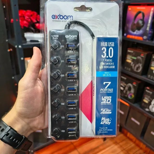 Hub Usb 3.0 7 portas com Switch e Led indicador 5GBps - Foto 2