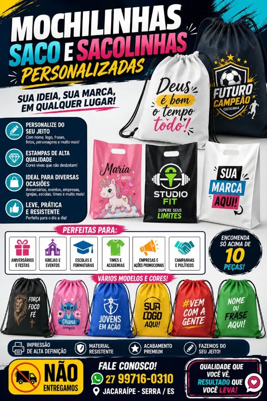 Mochilinhas personalizadas 
