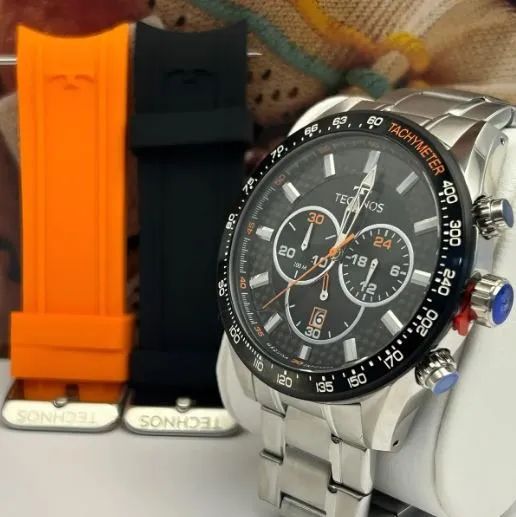Kit Relógio Technos Masculino Cronógrafo Troca Pulseiras
