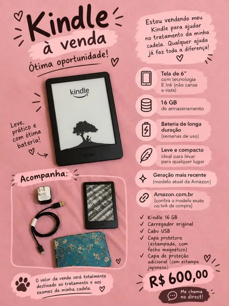 kindle 16 GB (11? geração) - seminovo