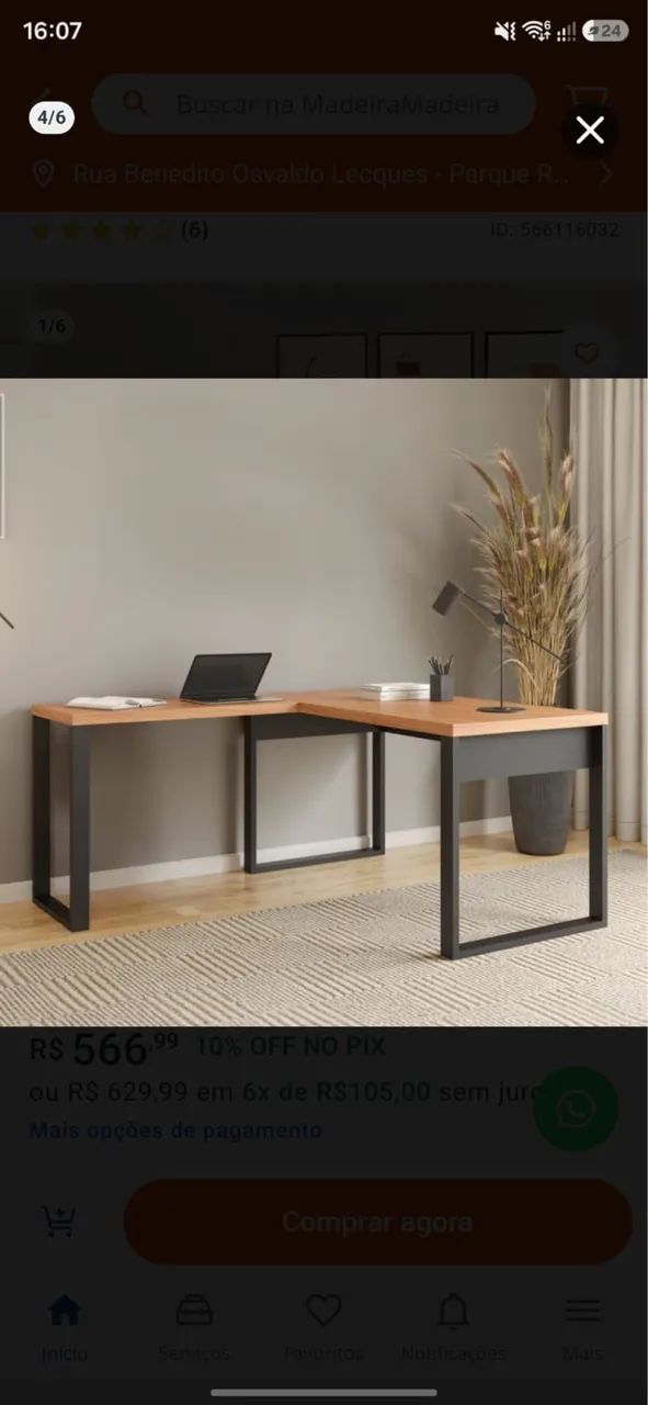 Mesa em L com escrivaninha nova na caixa! - Foto 2