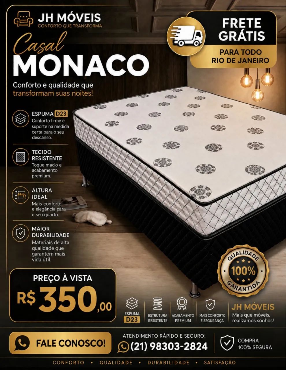 CAMA BOX CASAL CONJUGADA MÔNACO 