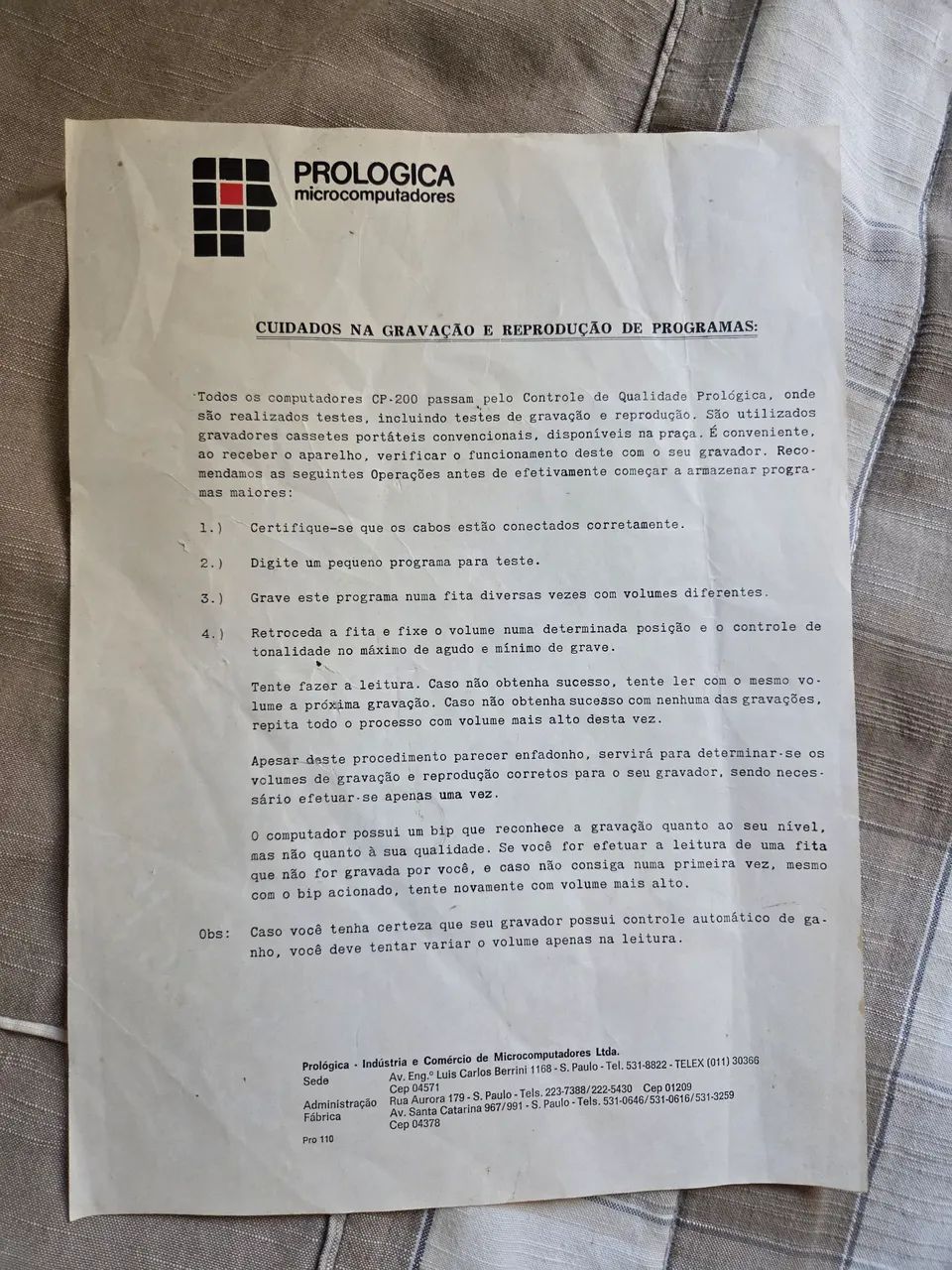 Certificado e garantia e carta de apresentação  antigo Computador Prológica - Foto 3