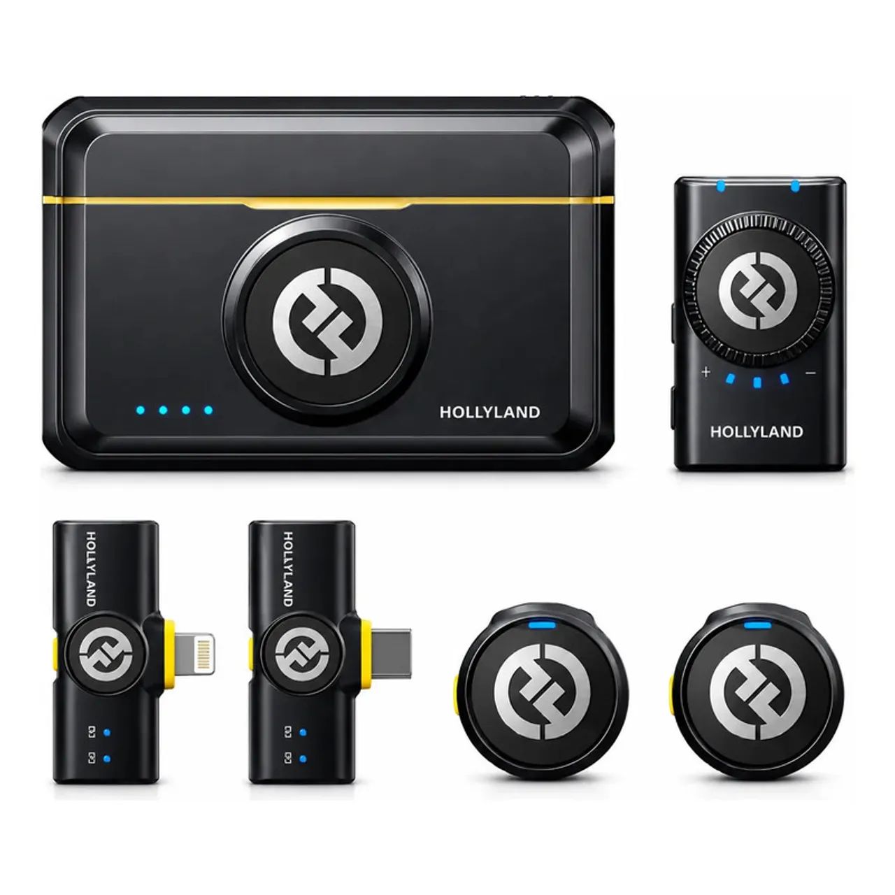 MICROFONE HOLLYLAND LARK M2 COMBO ORIGINAL PARA CÂMERA, IPHONE E ANDROID