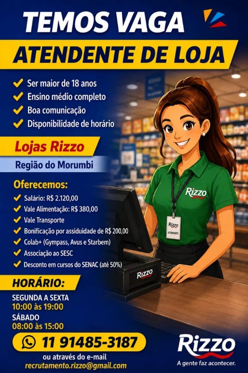 VAGAS LOJAS RIZZO - Foto 5
