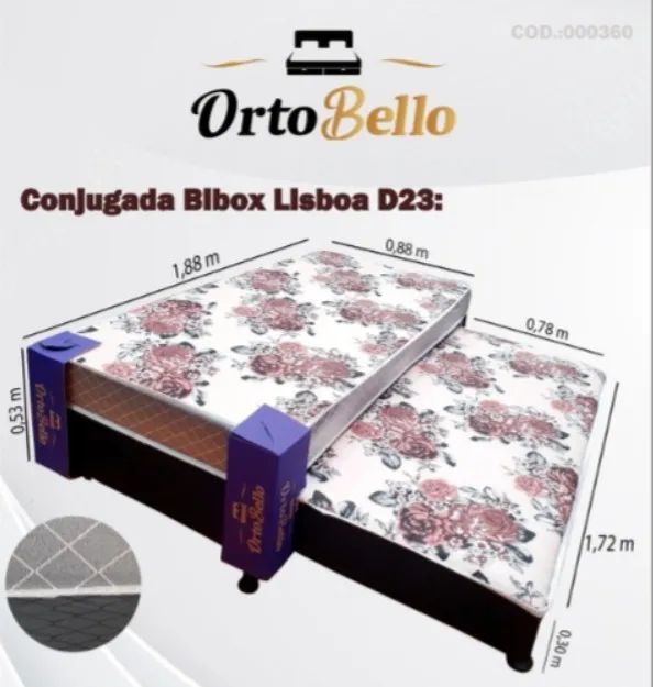 Cama Box Solteiro c/ Auxiliar Lisboa Ortobello - Entrega Rápida! 