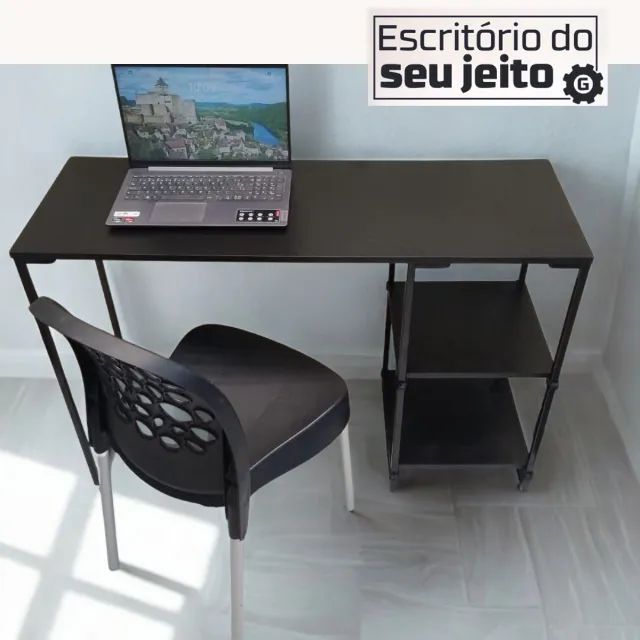 Mesa para Computador 1,1m NOVA Industrial Multiuso Reforçada Notebook de Estudo Gamer Birô - Foto 2