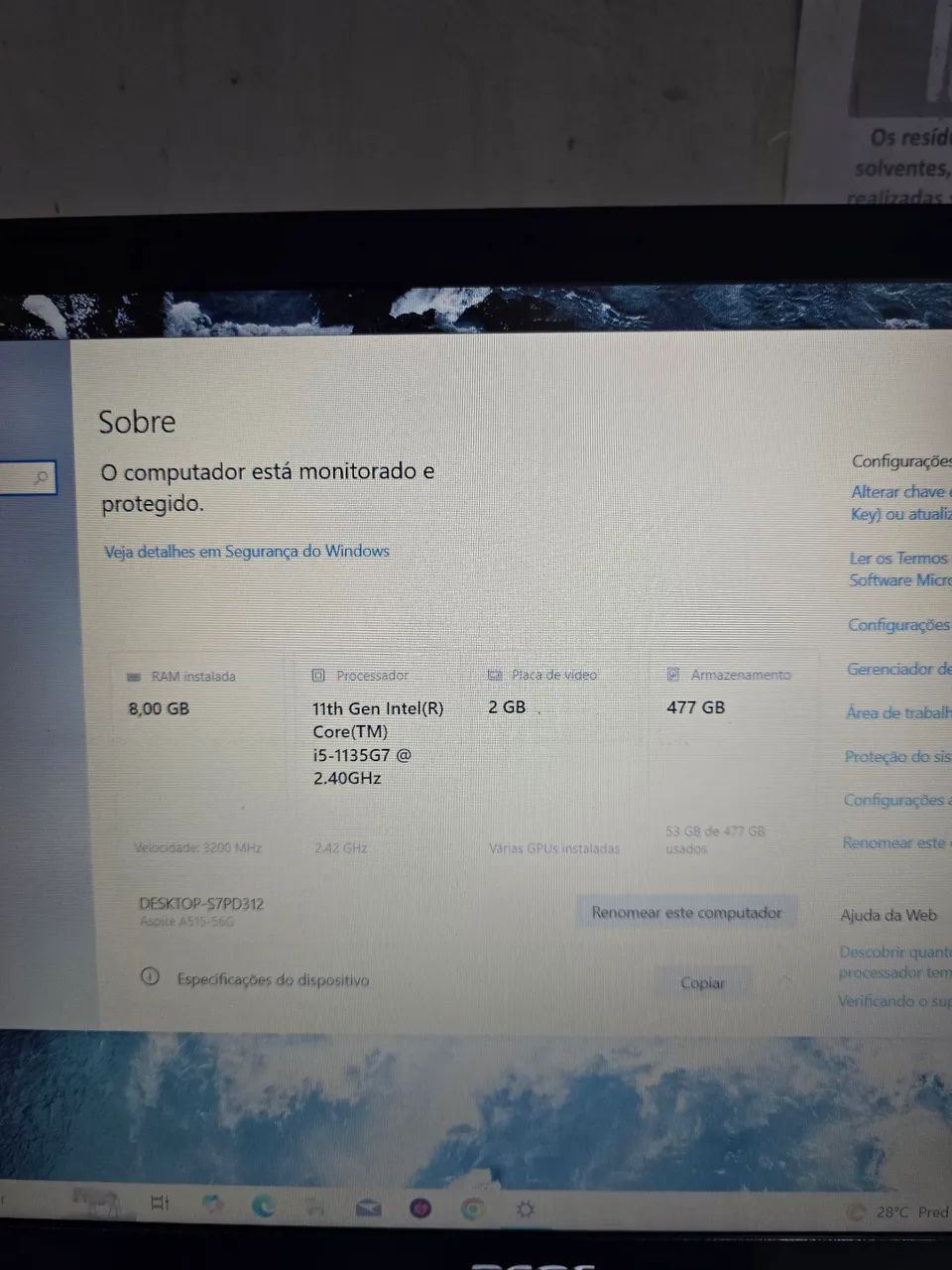 Notebook Acer I5 11° | 512GB SSD | 8GB RAM - Foto 4