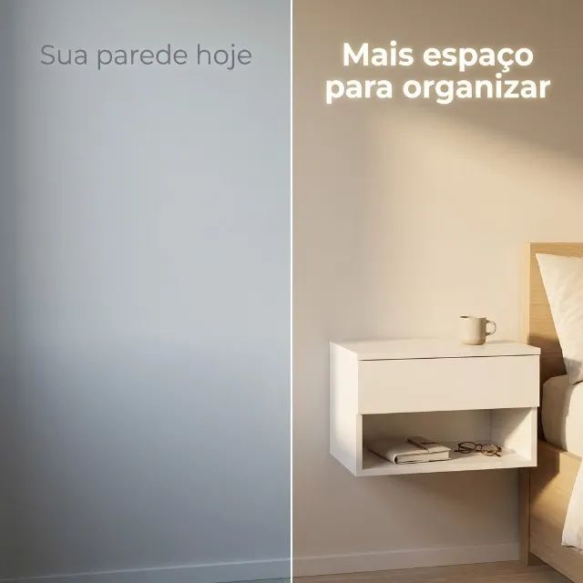 Mesa de Cabeceira Quarto Branco Montado MDF  - Foto 3