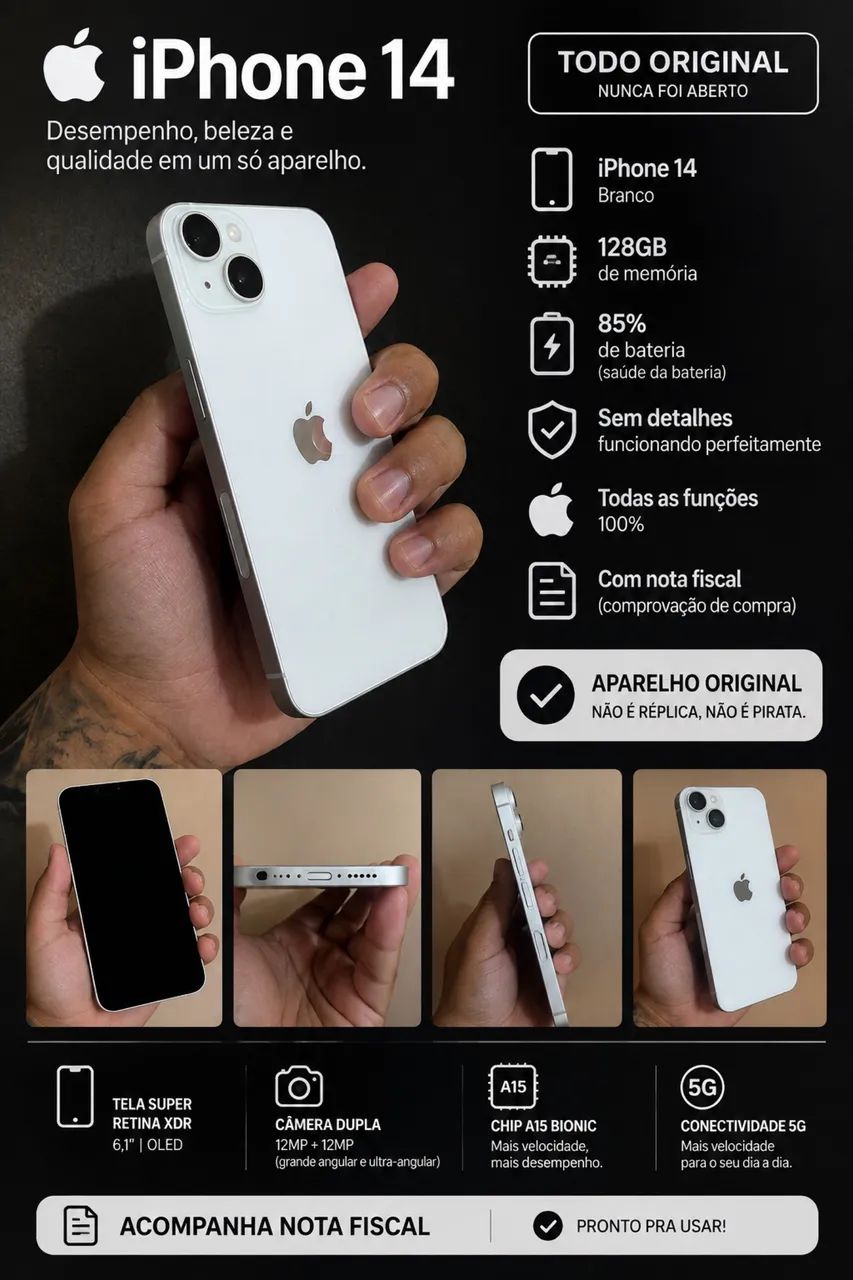iPhone 14 branco 128GB