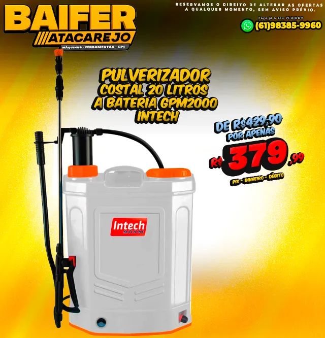 Pulverizador Costal 20 Litros a Bateria Gpm2000 Intech