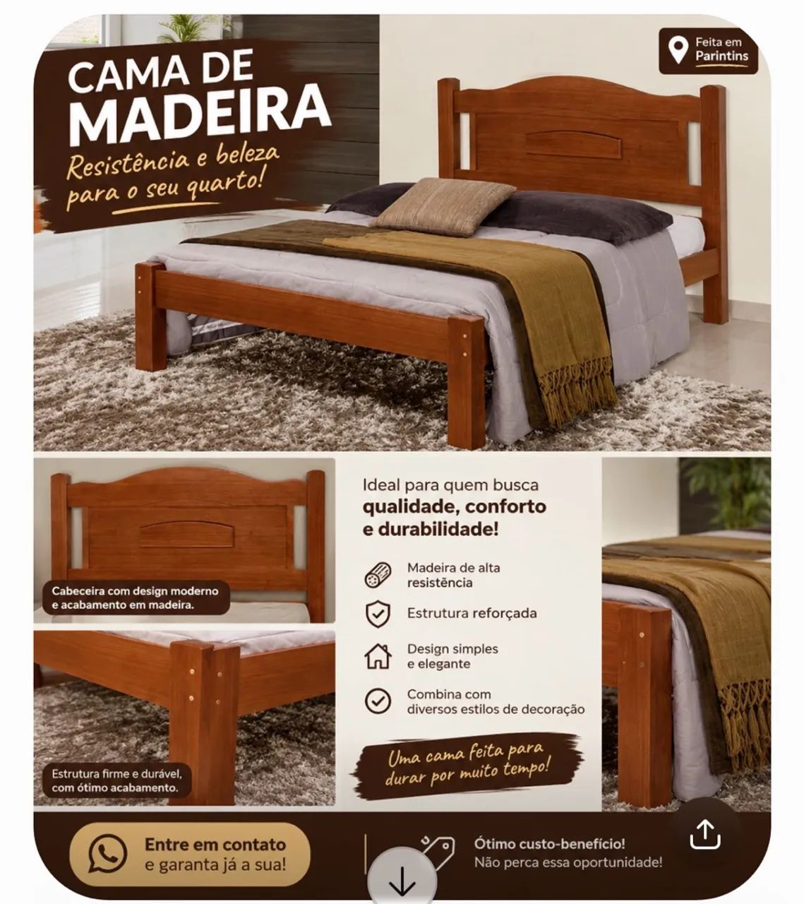 Cama de casa madeira macica