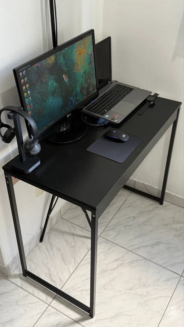 Mesa Escrivaninha Industrial preta - semi nova  - Foto 4