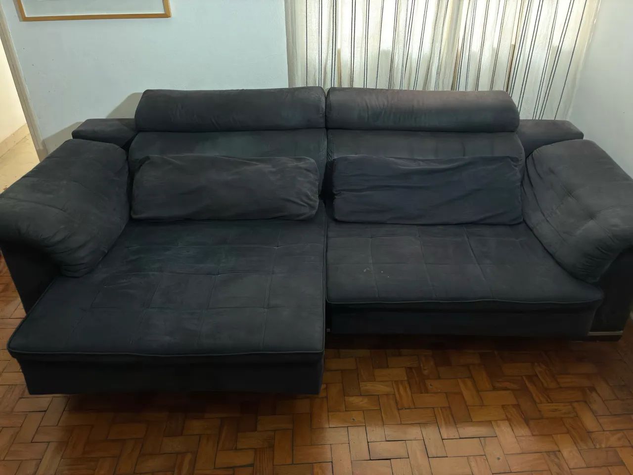 Sofá Retrátil 2 Lugares Grande 2,10 m - Cinza - Foto 2