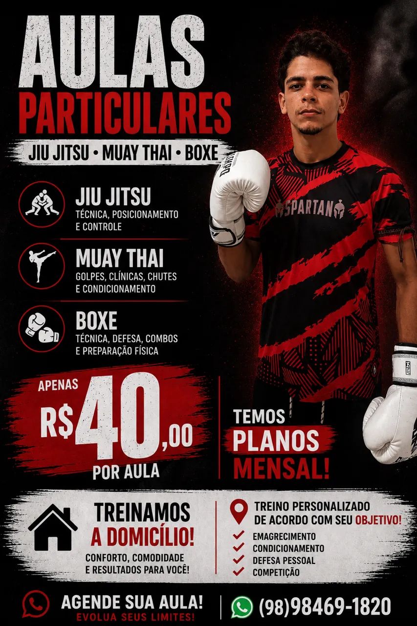 Aulas particulares de Jiu jitsu, Muay thai e Boxe