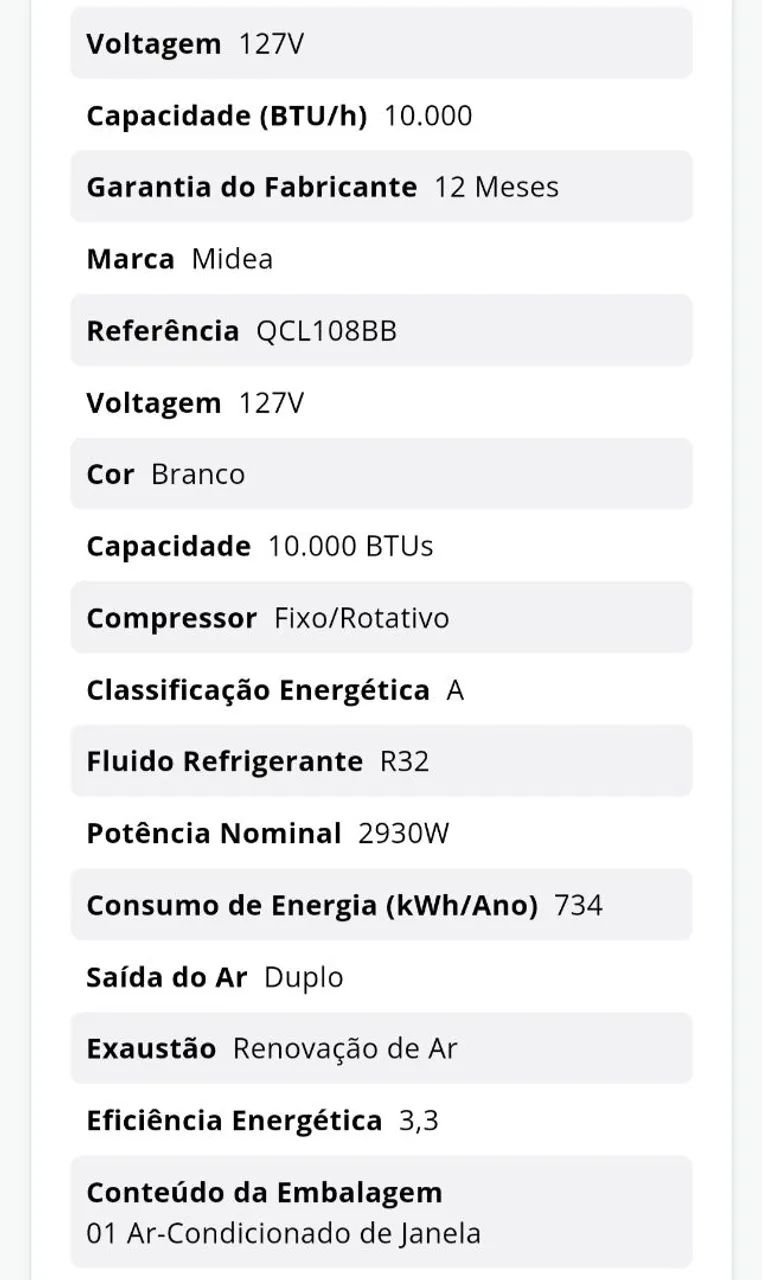 AR-CONDICIONADO MIDEA 10000 BTUS - Foto 2