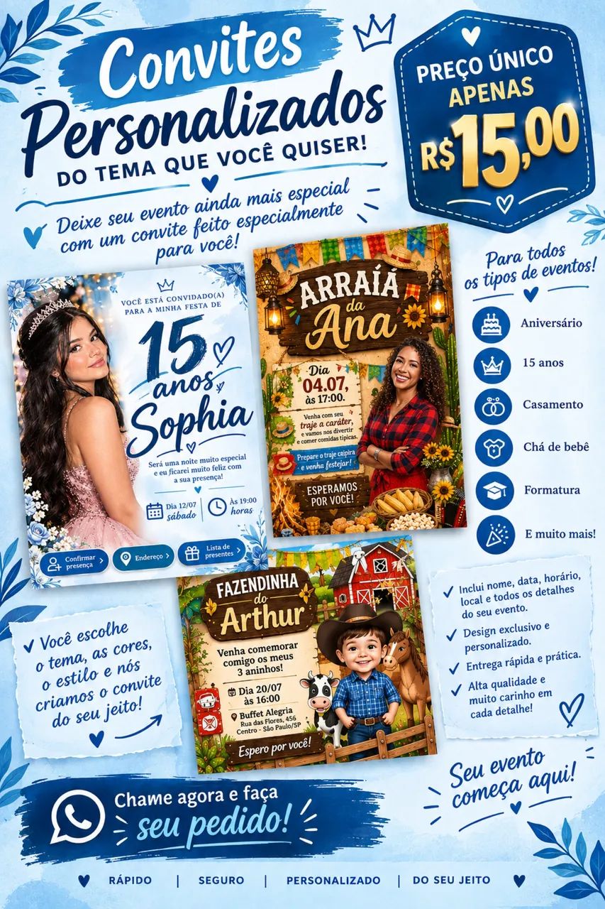 Convites personalizados com preço único!